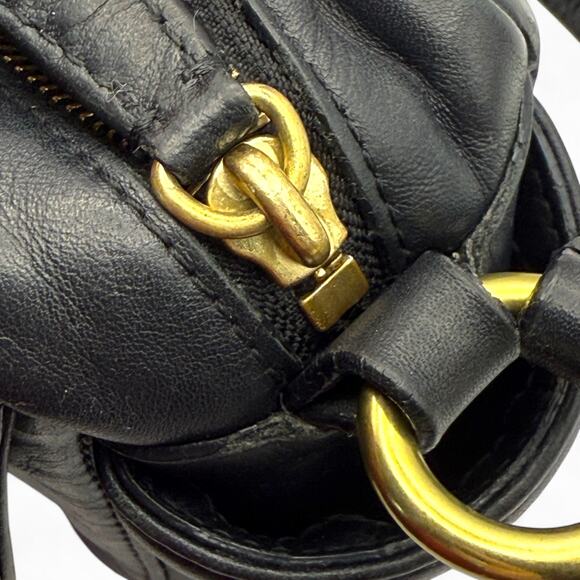 COACH F25150 Campbell Black Leather Crossbody Camera Bag Brass - Picture 8 of 9